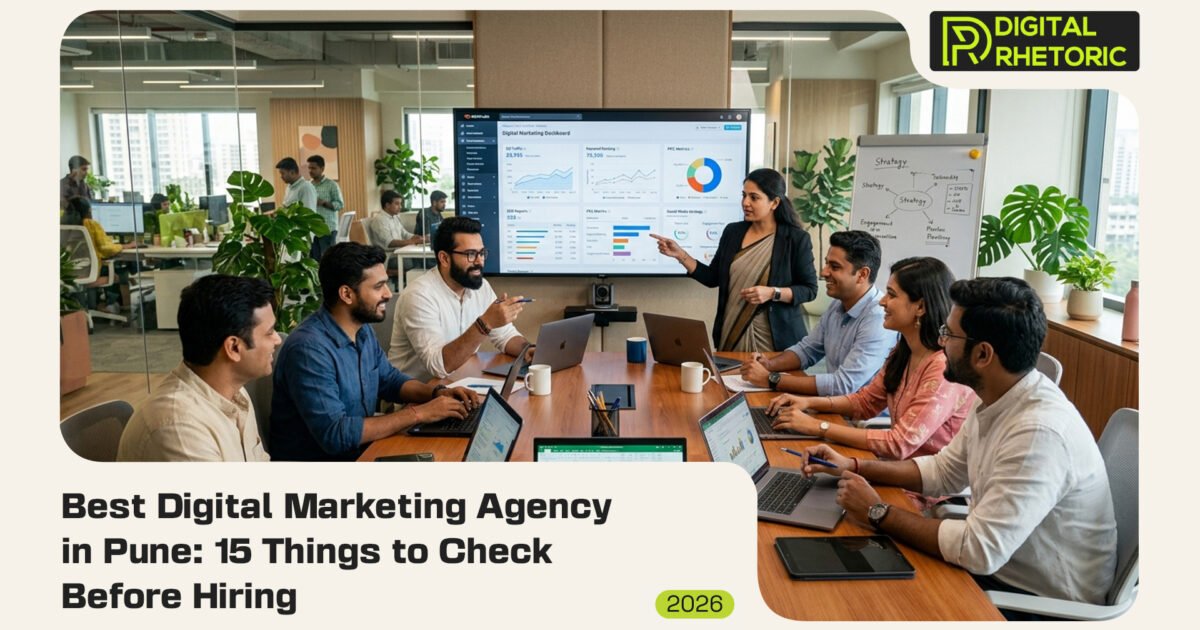 Digital marketing team in Pune presenting analytics dashboard during a strategy meeting